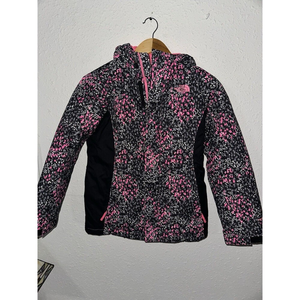 The North Face Girls HyVent Insulated Snow Winter Jacket Recon Pink Hooded EUC